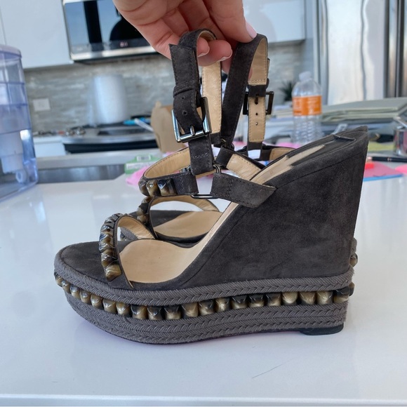 Grey Suede Christian Louboutin Wedge - Picture 3 of 8